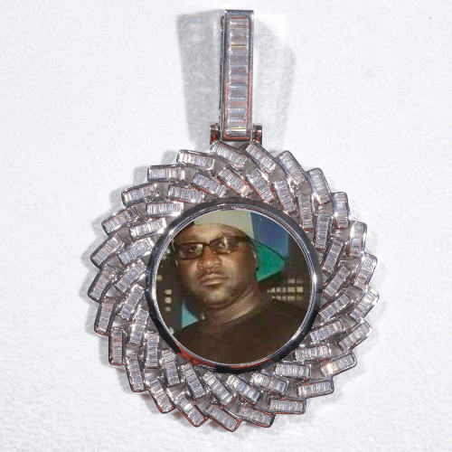 Large 3D Baguette Custom Picture Pendant