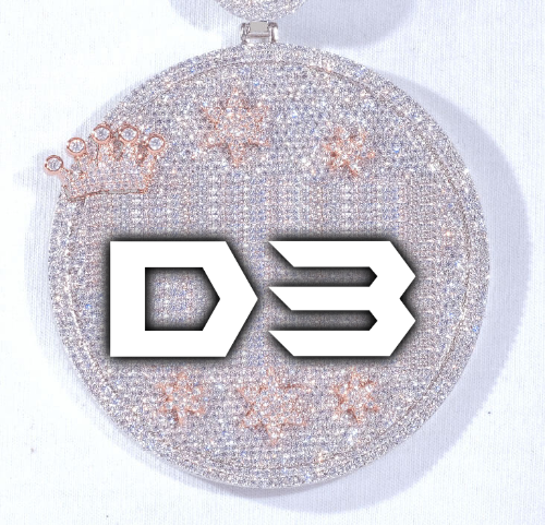 CUSTOM LETTER NECKLACE 3D BIG CROWN DISC