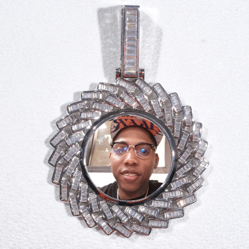 Large 3D Baguette Custom Picture Pendant