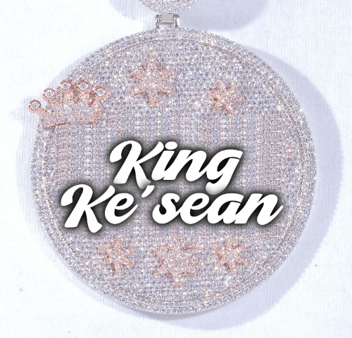 CUSTOM LETTER NECKLACE 3D BIG CROWN DISC