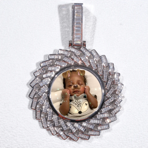 Large 3D Baguette Custom Picture Pendant