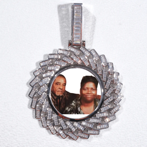 Large 3D Baguette Custom Picture Pendant