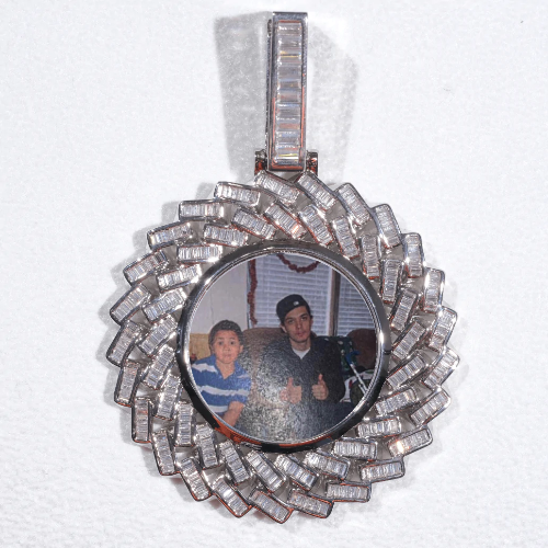 Large 3D Baguette Custom Picture Pendant