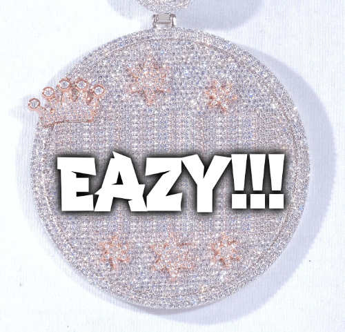 CUSTOM LETTER NECKLACE 3D BIG CROWN DISC