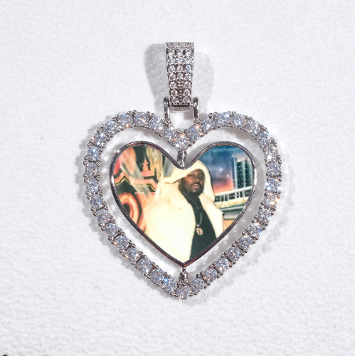 3D Spinning 2-Faced Heart Custom Picture Pendant