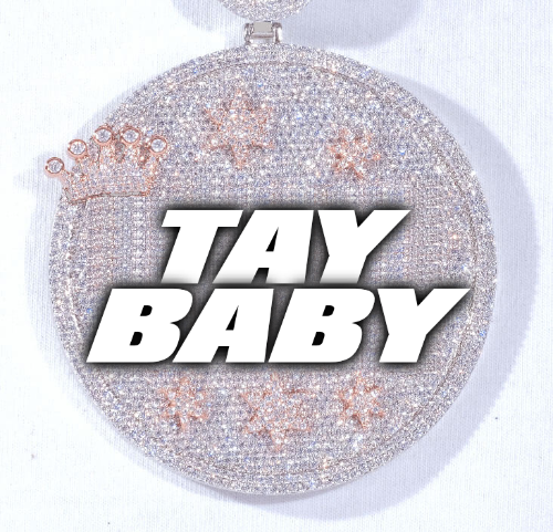 CUSTOM LETTER NECKLACE 3D BIG CROWN DISC