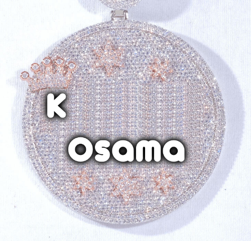 CUSTOM LETTER NECKLACE 3D BIG CROWN DISC
