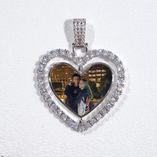 3D Spinning 2-Faced Heart Custom Picture Pendant