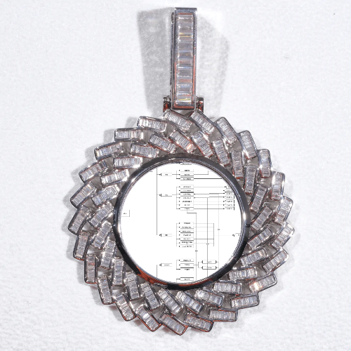 Large 3D Baguette Custom Picture Pendant