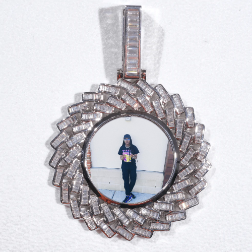 Large 3D Baguette Custom Picture Pendant
