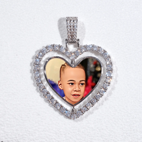 3D Spinning 2-Faced Heart Custom Picture Pendant