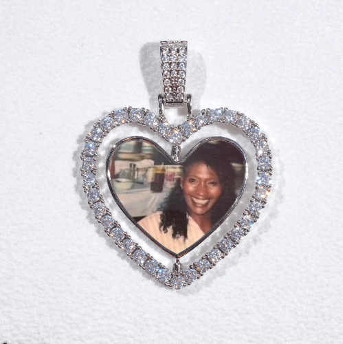 3D Spinning 2-Faced Heart Custom Picture Pendant