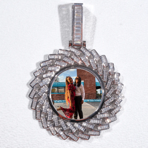 Large 3D Baguette Custom Picture Pendant