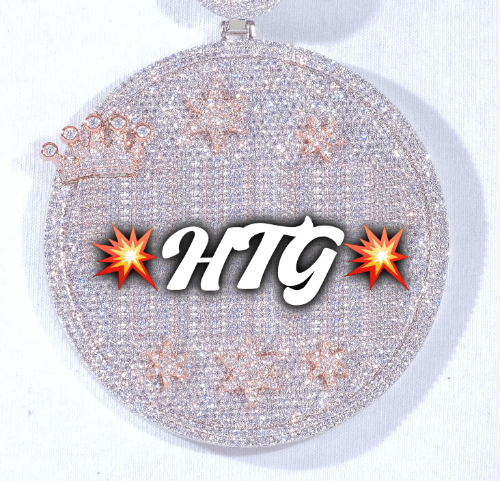 CUSTOM LETTER NECKLACE 3D BIG CROWN DISC