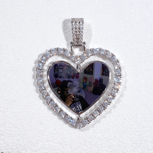 3D Spinning 2-Faced Heart Custom Picture Pendant