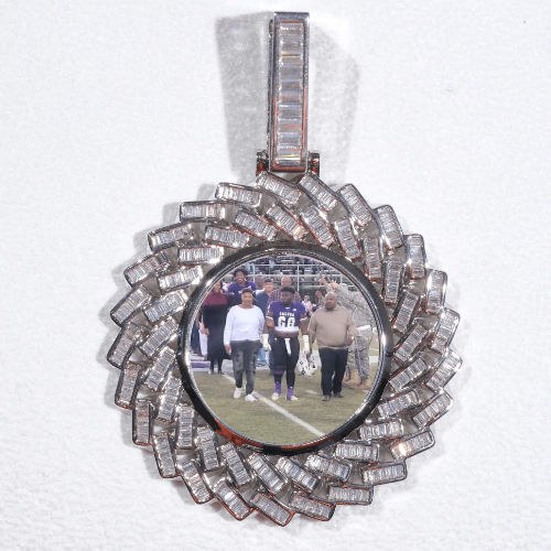 Large 3D Baguette Custom Picture Pendant