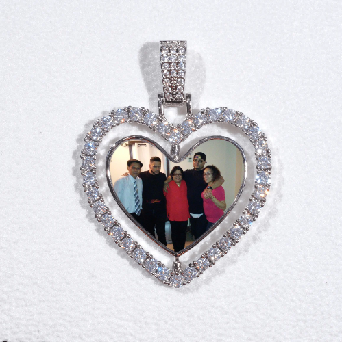 3D Spinning 2-Faced Heart Custom Picture Pendant