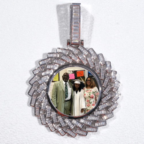 Large 3D Baguette Custom Picture Pendant