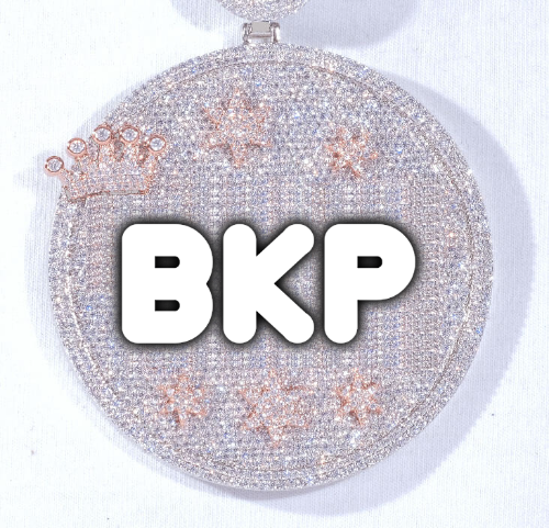 CUSTOM LETTER NECKLACE 3D BIG CROWN DISC