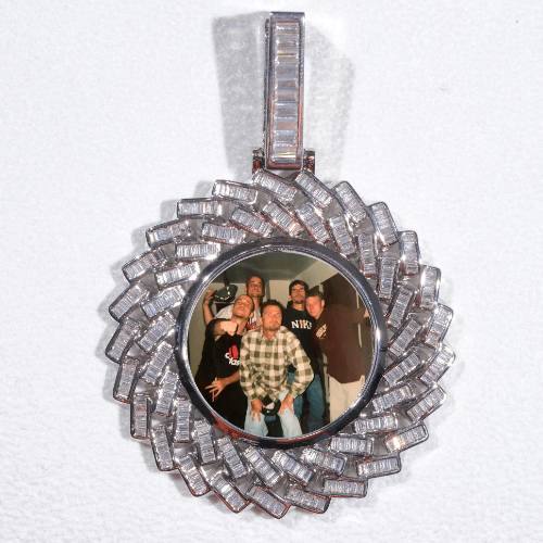 Large 3D Baguette Custom Picture Pendant