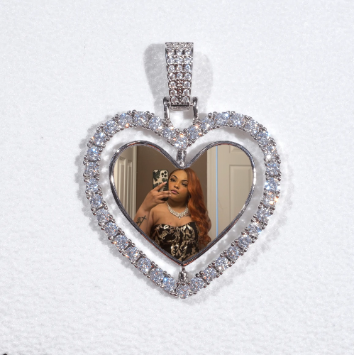 3D Spinning 2-Faced Heart Custom Picture Pendant