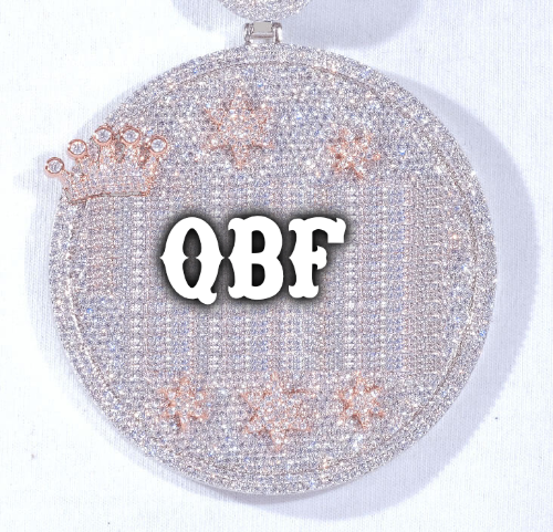 CUSTOM LETTER NECKLACE 3D BIG CROWN DISC