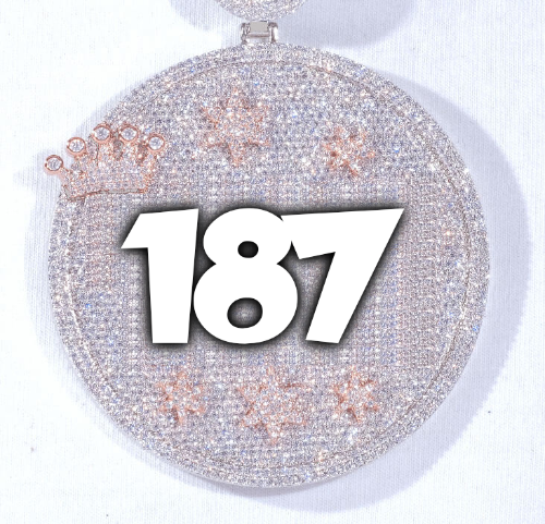 CUSTOM LETTER NECKLACE 3D BIG CROWN DISC