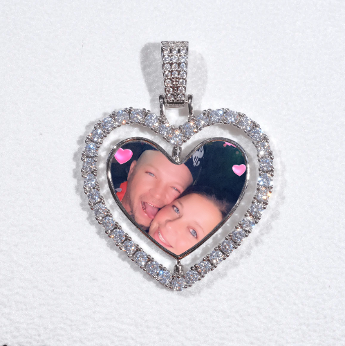 3D Spinning 2-Faced Heart Custom Picture Pendant