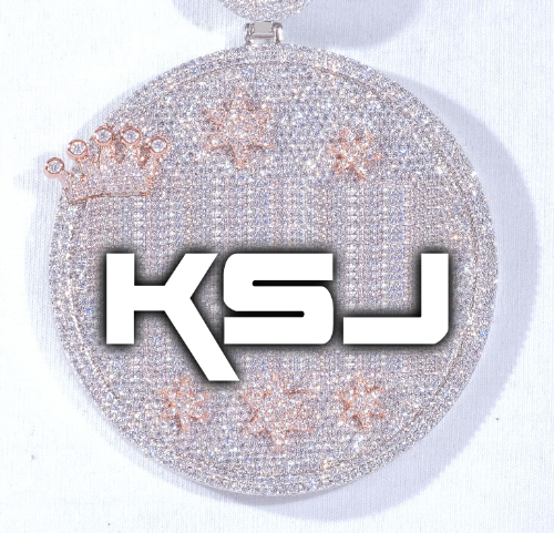 CUSTOM LETTER NECKLACE 3D BIG CROWN DISC