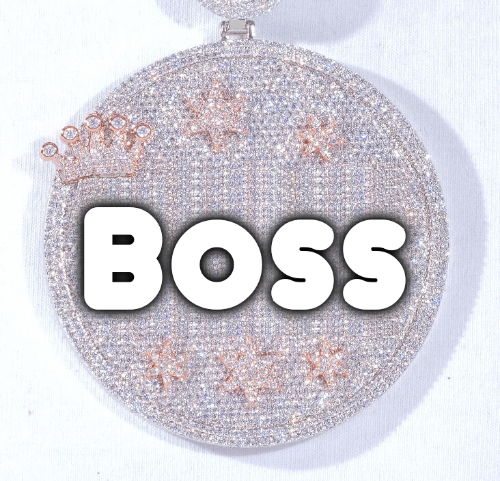 CUSTOM LETTER NECKLACE 3D BIG CROWN DISC