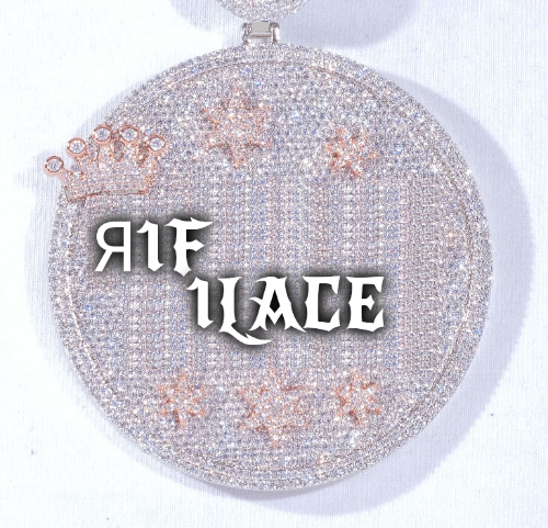 CUSTOM LETTER NECKLACE 3D BIG CROWN DISC