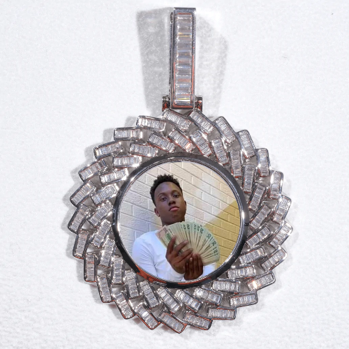 Large 3D Baguette Custom Picture Pendant