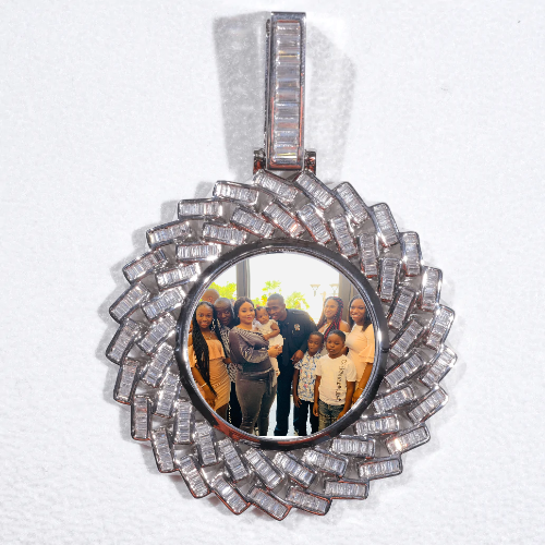 Large 3D Baguette Custom Picture Pendant