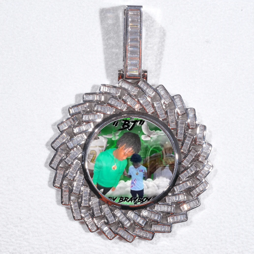 Large 3D Baguette Custom Picture Pendant