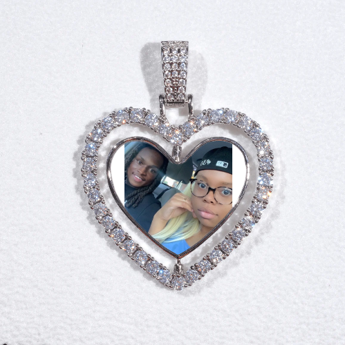 3D Spinning 2-Faced Heart Custom Picture Pendant