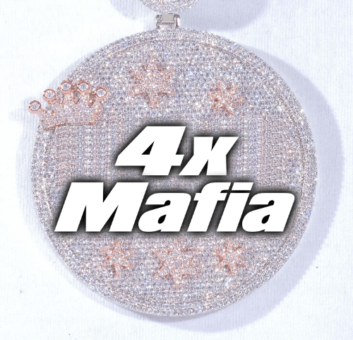 CUSTOM LETTER NECKLACE 3D BIG CROWN DISC