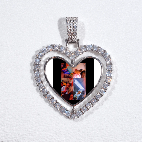 3D Spinning 2-Faced Heart Custom Picture Pendant