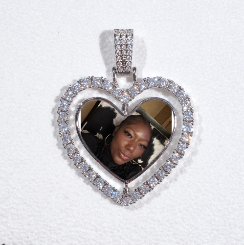 3D Spinning 2-Faced Heart Custom Picture Pendant