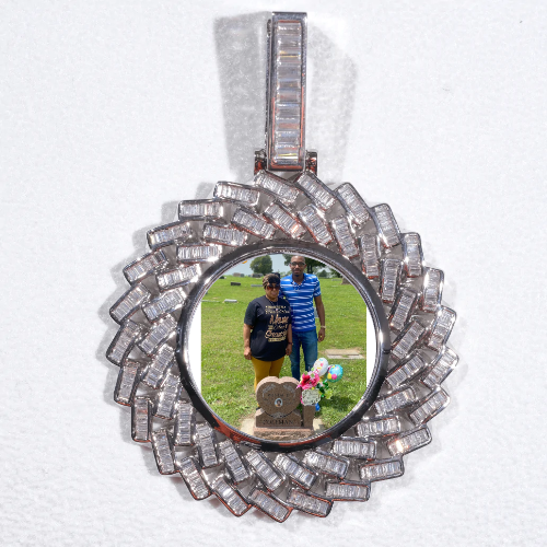 Large 3D Baguette Custom Picture Pendant