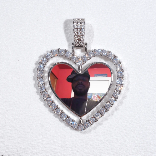 3D Spinning 2-Faced Heart Custom Picture Pendant