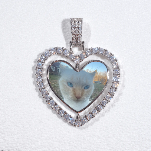 3D Spinning 2-Faced Heart Custom Picture Pendant