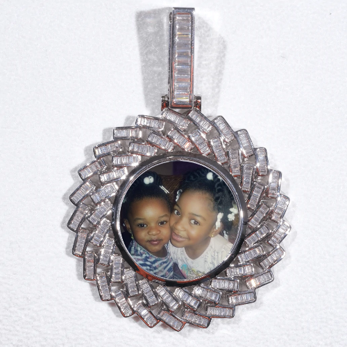 Large 3D Baguette Custom Picture Pendant