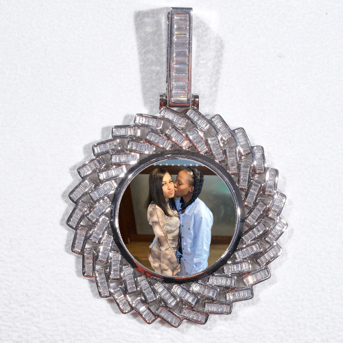 Large 3D Baguette Custom Picture Pendant
