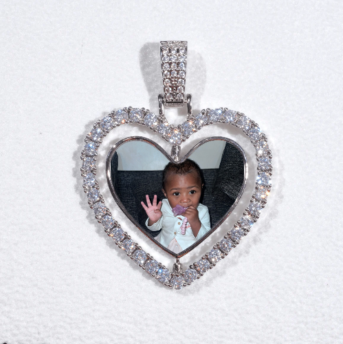 3D Spinning 2-Faced Heart Custom Picture Pendant