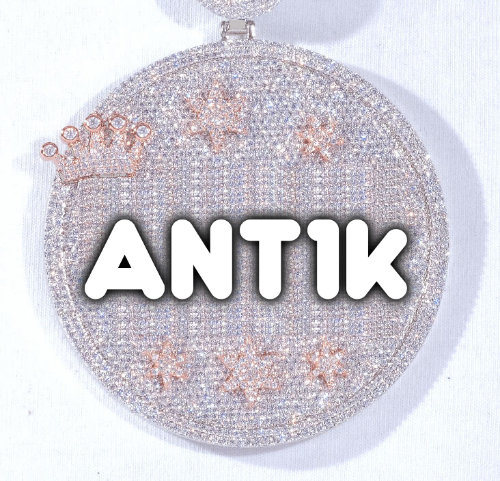 CUSTOM LETTER NECKLACE 3D BIG CROWN DISC