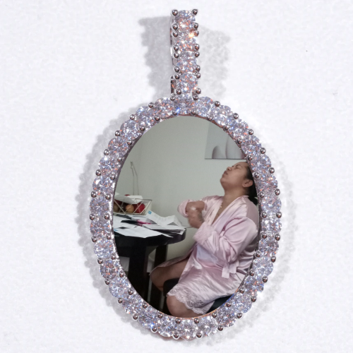 Large 3D Oval Custom Picture Pendant