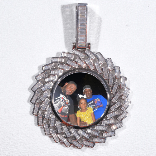 Large 3D Baguette Custom Picture Pendant