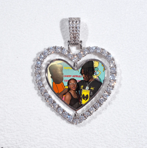 3D Spinning 2-Faced Heart Custom Picture Pendant