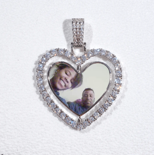 3D Spinning 2-Faced Heart Custom Picture Pendant