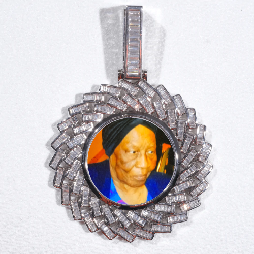 Large 3D Baguette Custom Picture Pendant